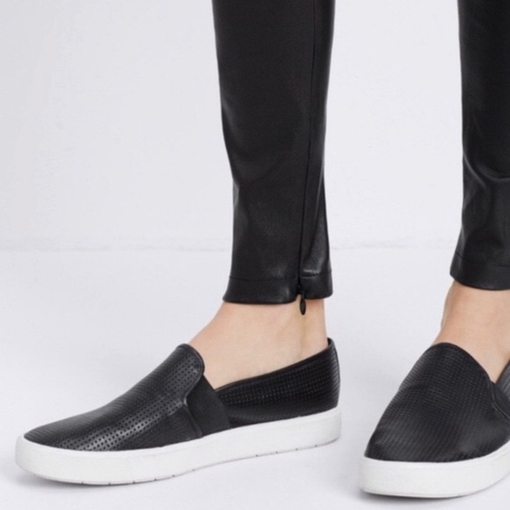 VINCE blair black perforated slip on sneakers 8.5